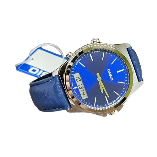 Men Blue Dial Leather band Analog-Digital Wrist Watch MTP-VC01L-2EUDF